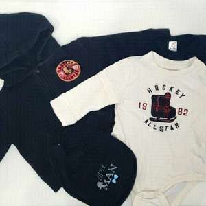 𝅺5/$30 Hockey Bundle Jacket Hoodie + Layered Bodysuit + Faux Tux Bodysuit + Bib